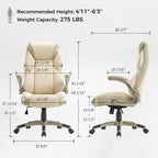 Faux Leather Home Office Chair - Ergonomic Cream