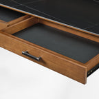 63x29 Executive Height Adjustable Standing Desk with Walnut Desktop and Drawers