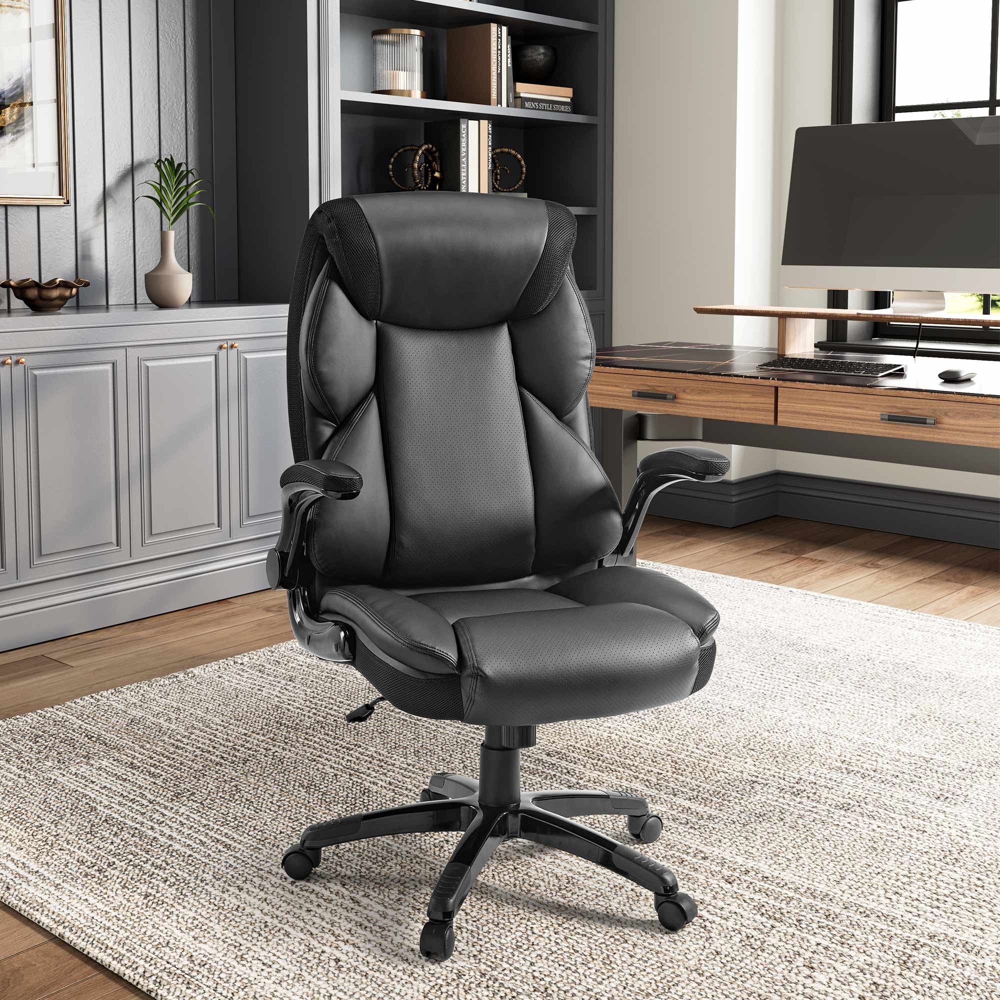 Faux Leather Home Office Chair - Ergonomic Cream