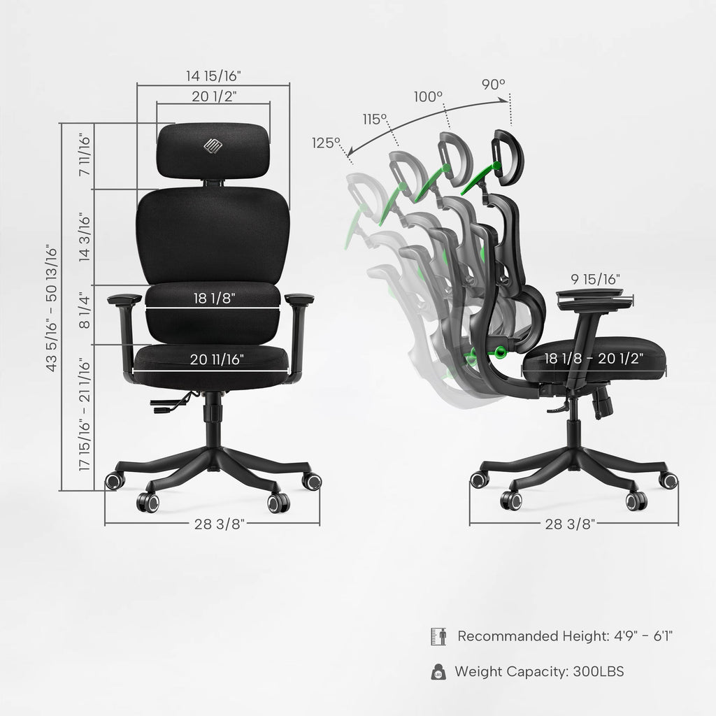 High-Back Mesh Office and Gaming Chair, Black