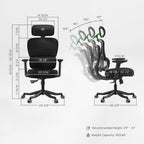 High-Back Mesh Office and Gaming Chair, Black