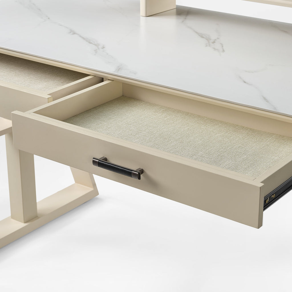 63x29 Executive Height Adjustable Standing Desk with Walnut Desktop and Drawers