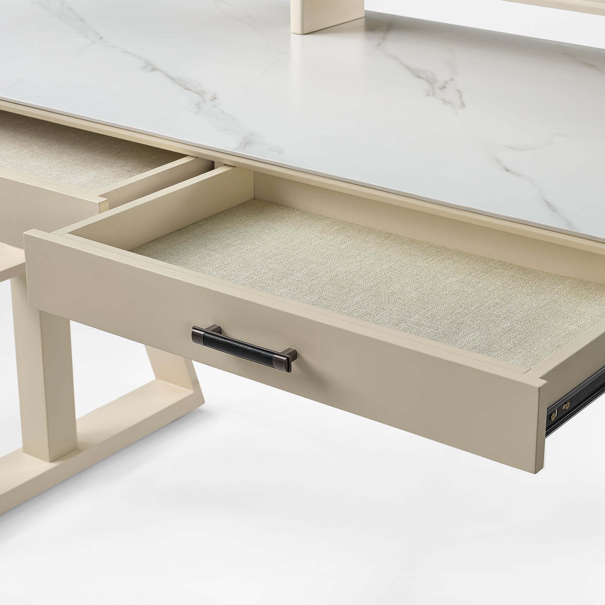 63x29 Executive Height Adjustable Standing Desk with Walnut Desktop and Drawers