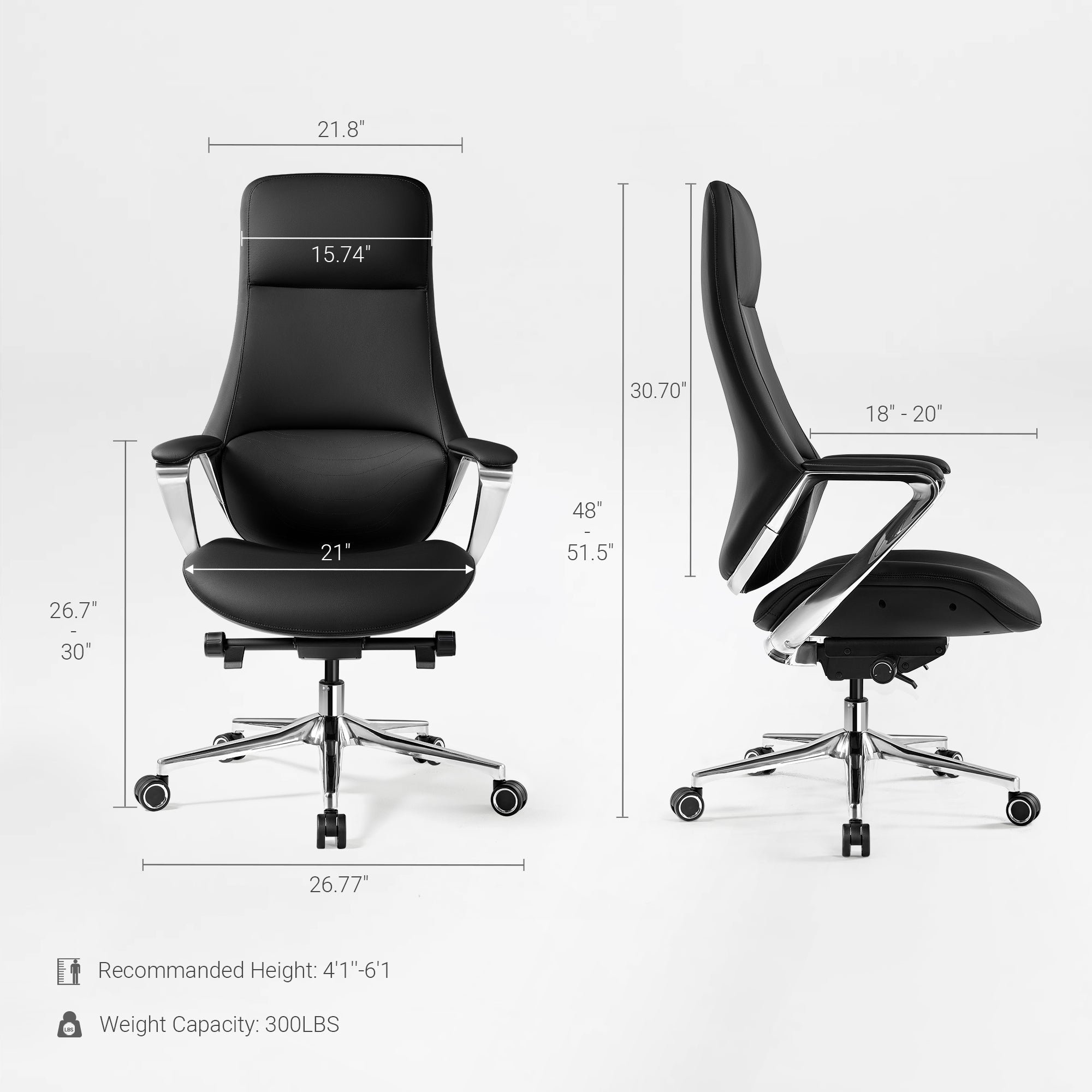 Silicone Leather Executive Office Chair - Clean Lines Home Office