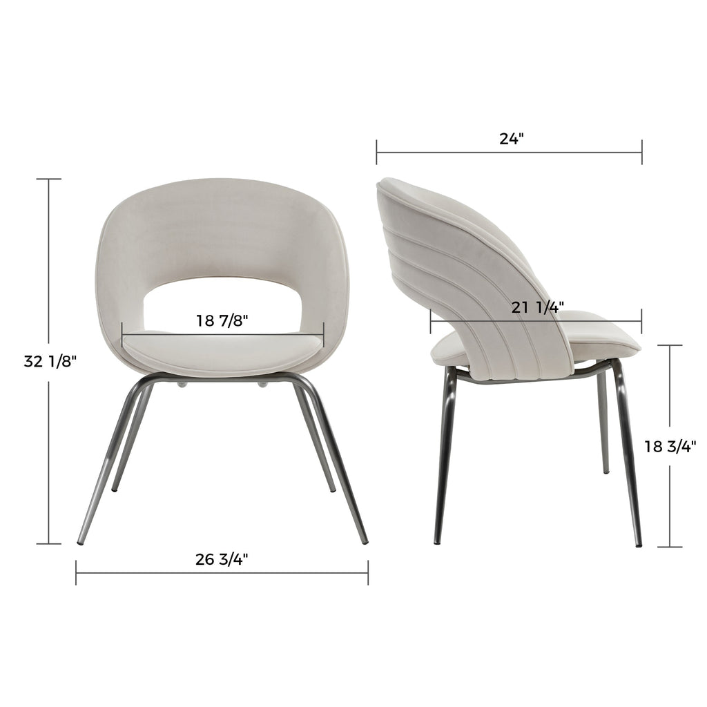 Velvet Dining Chair, Set of 1, Off-White