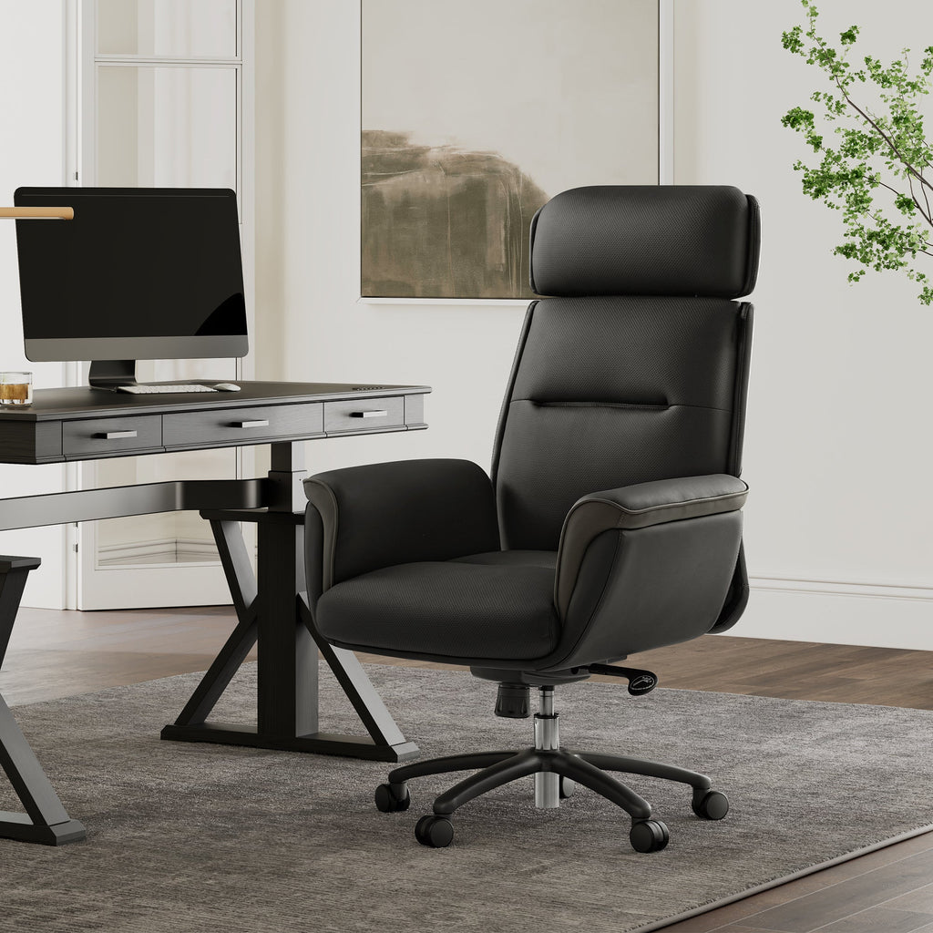 Microfiber Leather Executive Office Chair with Adjustable Headrest