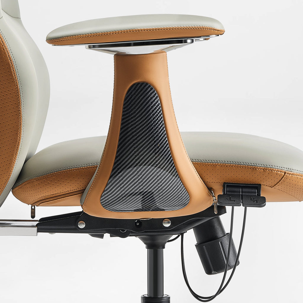 Faux Leather Executive Office Chair - Segmented Back Natural Curve