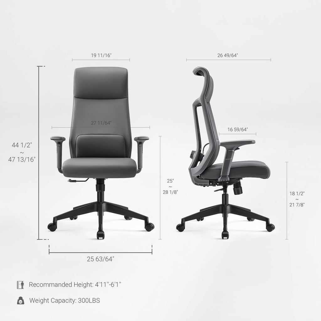Microfiber Leather Office Chair - Dual-Layer Contoured Ergonomic