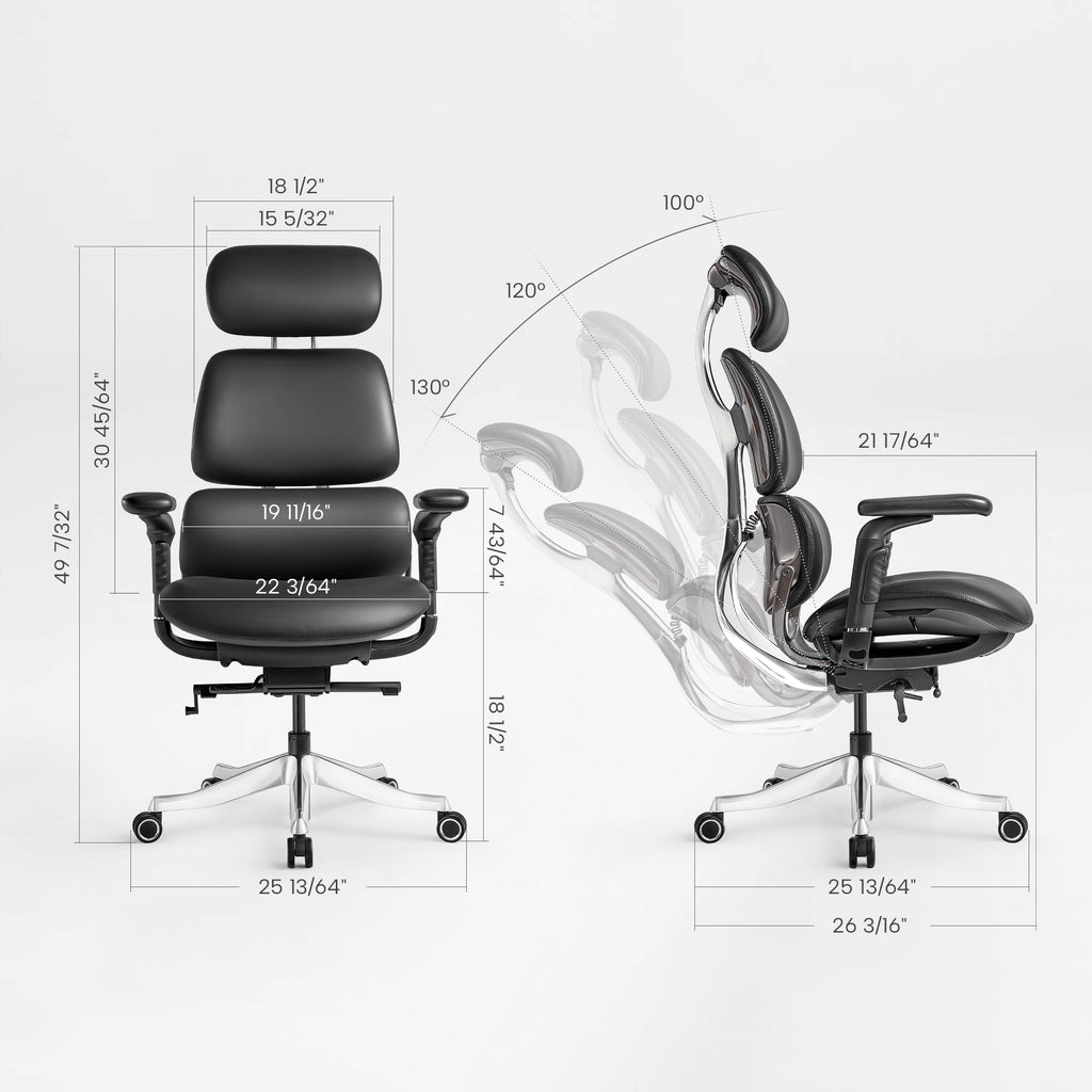 Ergonomic Executive Office Chair - PU Leather 4D Armrests Self-Adapting