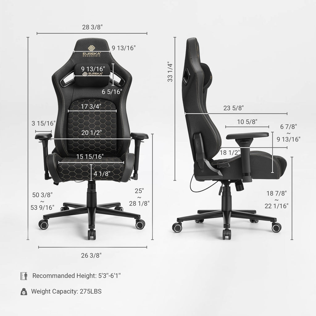 Ergonomic Gaming Chair with Footrest, Black and Yellow