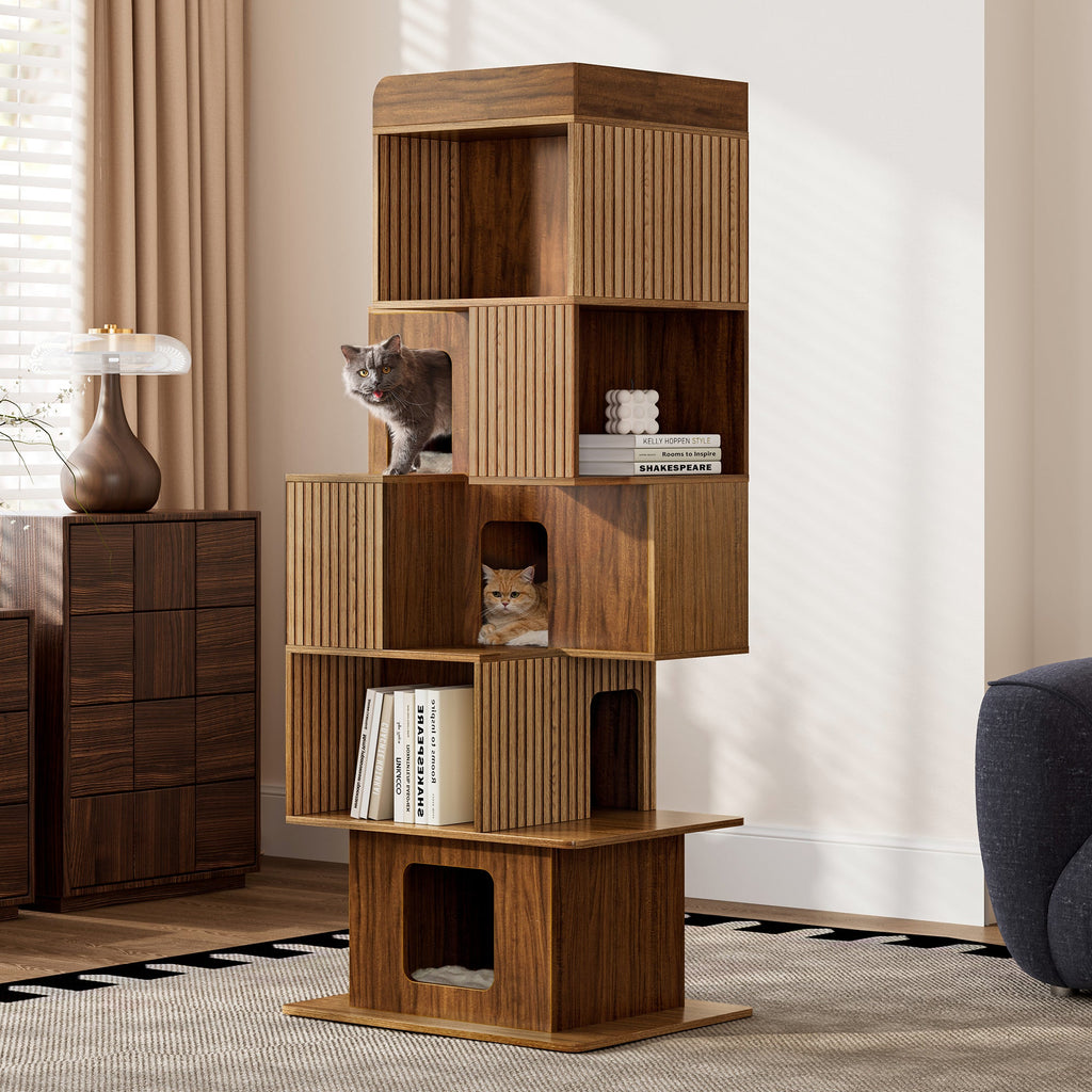 72'' Owner and Pet Shared Bookshelf Cat Tree