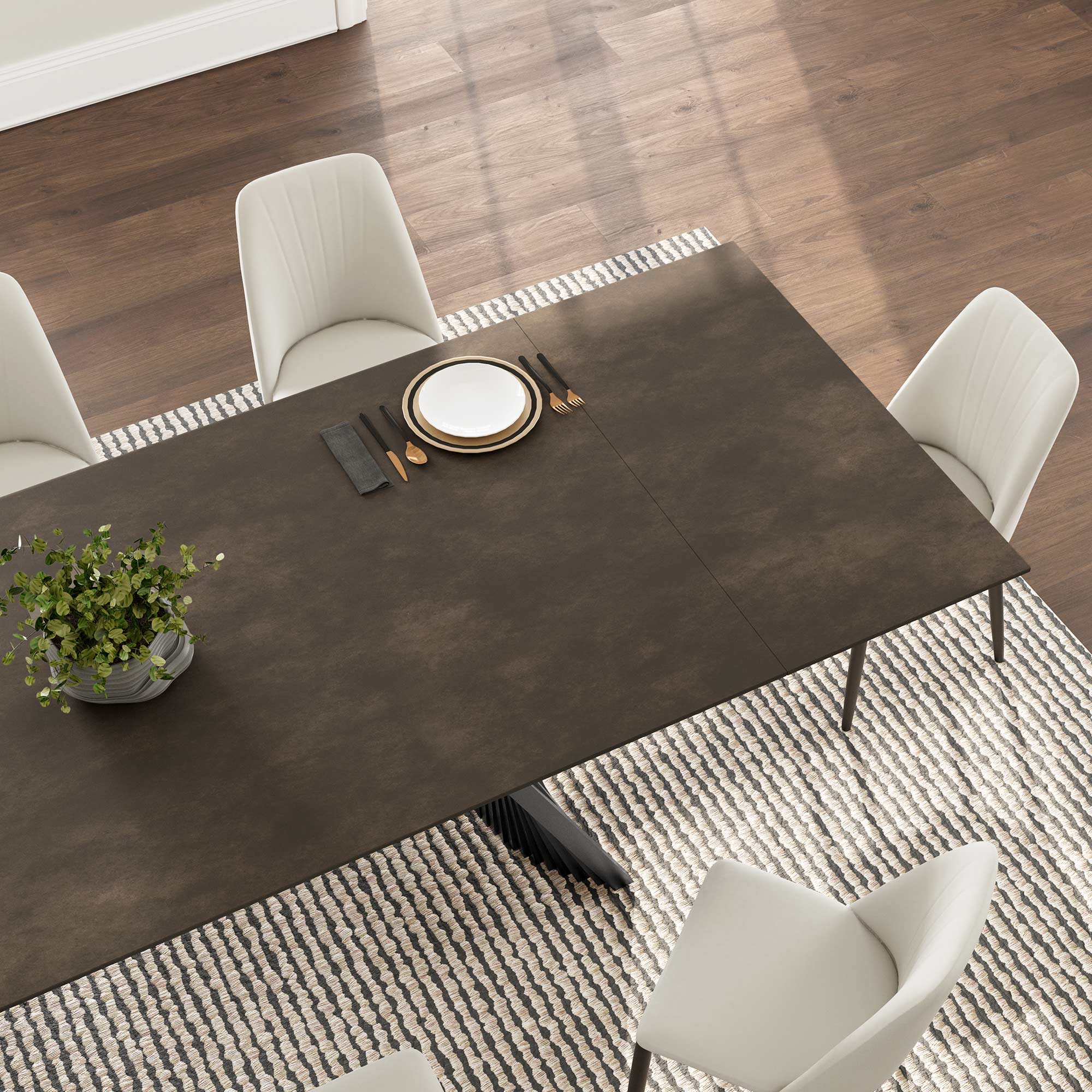 Extendable Rectangular Dining Table, White