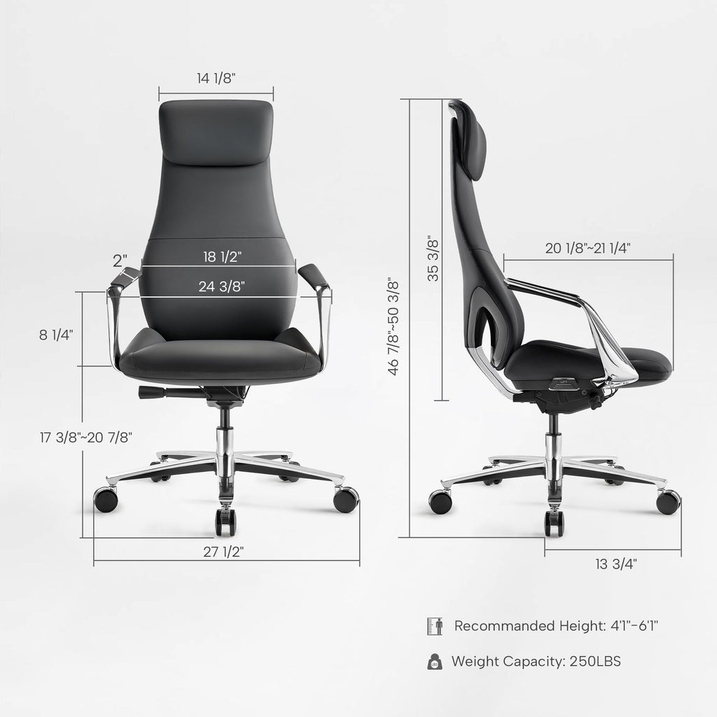 Genuine Leather Executive Office Chair - Butterfly Design High Back