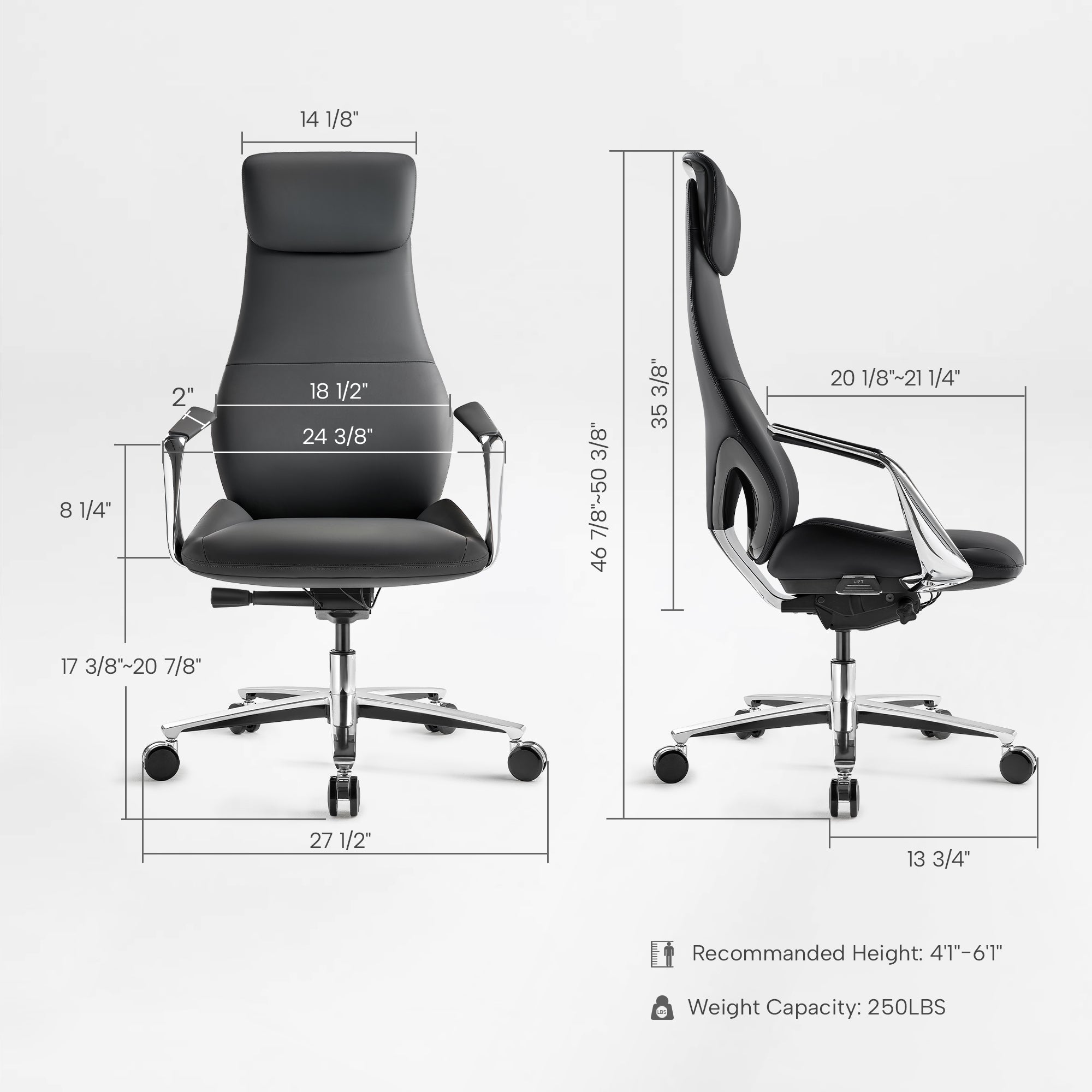 Genuine Leather Executive Office Chair - Butterfly Design High Back