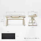 63x29 Executive Height Adjustable Standing Desk with Walnut Desktop and Drawers