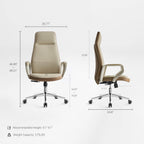 Faux Leather Executive Ergonomic Office Chair - Contoured Spine Support