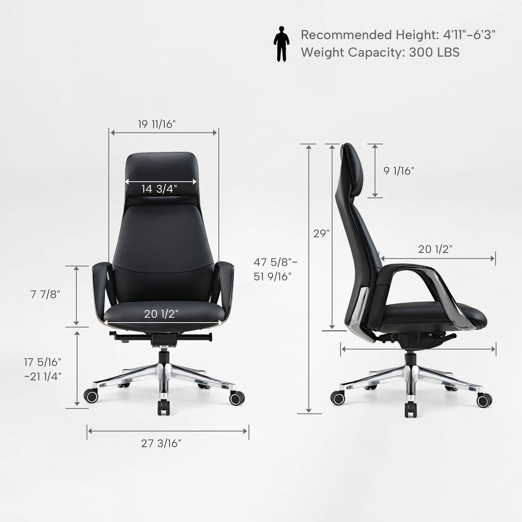 Napa Leather Executive Office Chair - Fully Adjustable