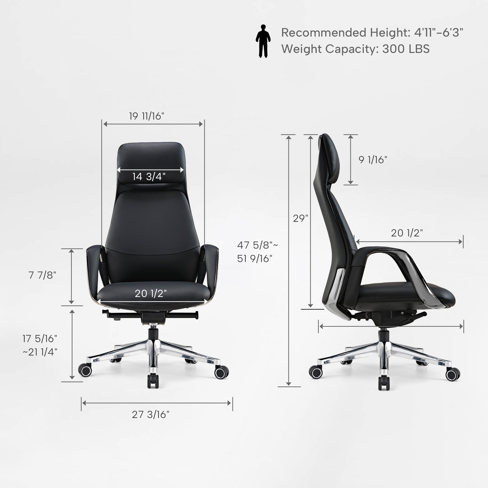 Napa Leather Executive Office Chair - Fully Adjustable