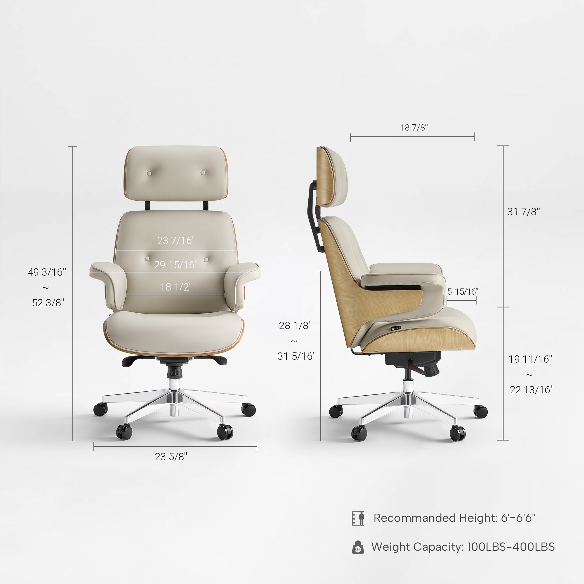 Genuine Leather Executive Office Chair - Classic Ergonomic Design