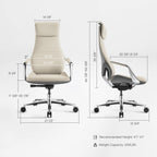 Genuine Leather Executive Office Chair - Butterfly Design High Back