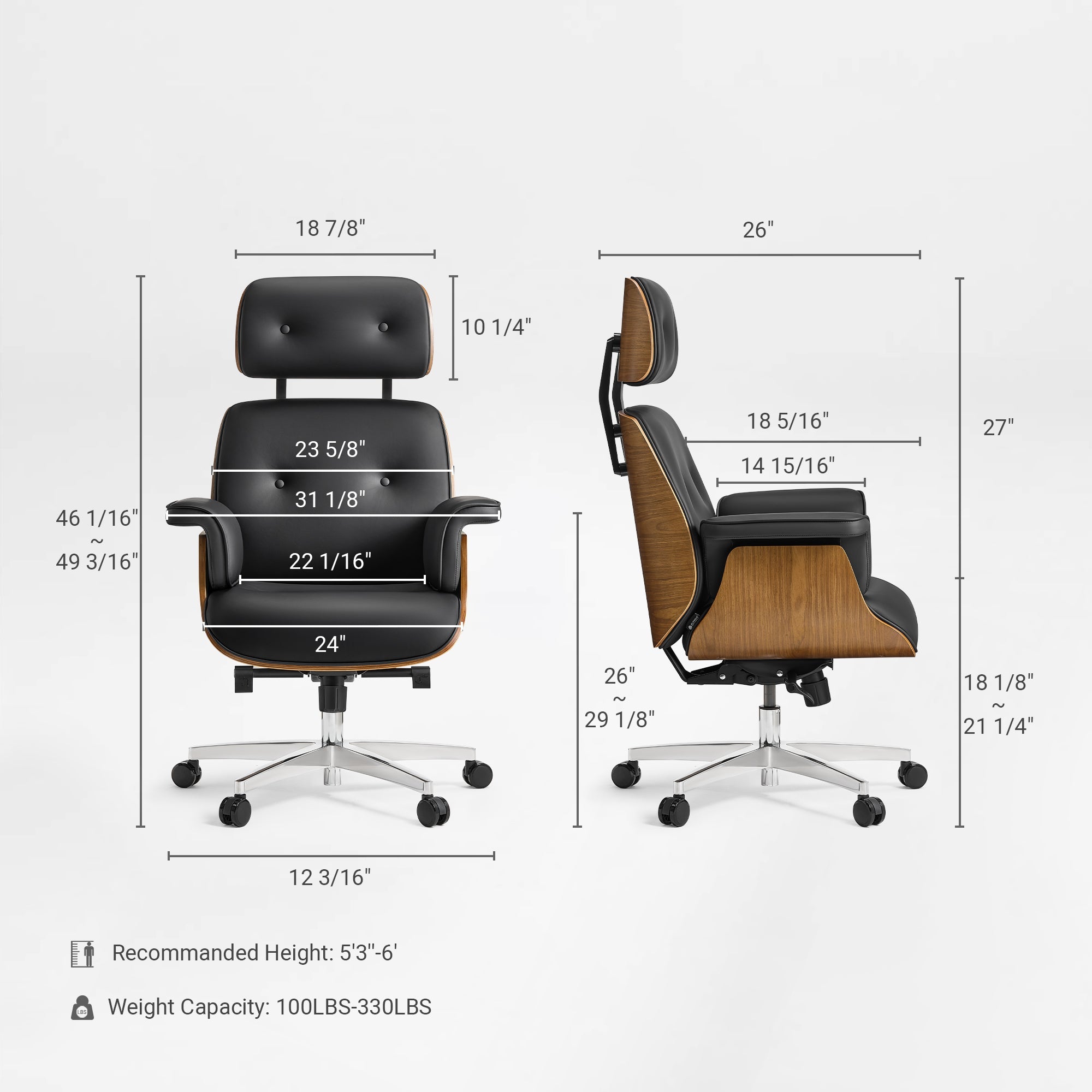 Genuine Leather Executive Office Chair - Classic Ergonomic Design