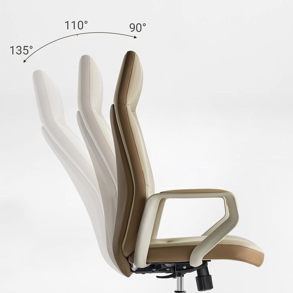 Faux Leather Executive Ergonomic Office Chair - Contoured Spine Support