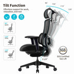 Ergonomic Office Chair - 3D Adaptive Lumbar Support Adjustable