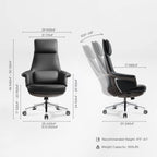 Genuine Leather Executive Office Chair - Leather & Metal Luxury