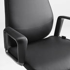 Solid Wood Arm Task Office Chair - Retro PU Leather