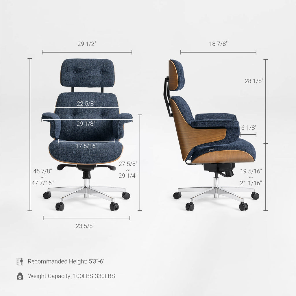 Genuine Leather Executive Office Chair - Classic Ergonomic Design