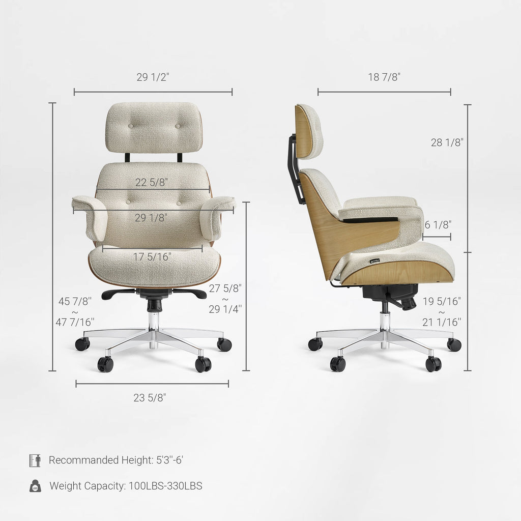 Genuine Leather Executive Office Chair - Classic Ergonomic Design