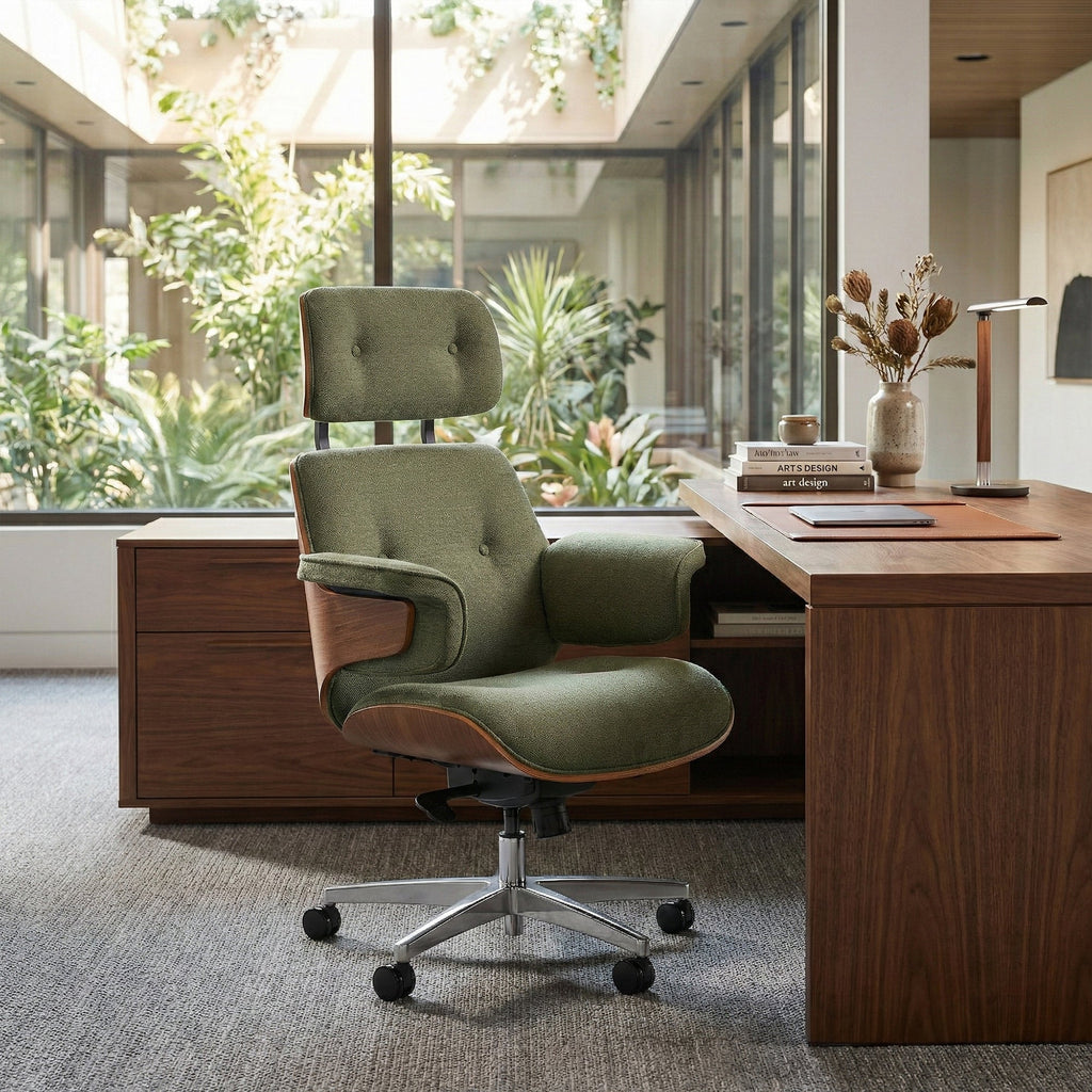 Genuine Leather Executive Office Chair - Classic Ergonomic Design