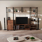 Modern TV Stand with Storage Cabinet and Book Shelves