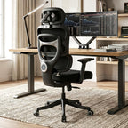 Chaise de bureau et de jeu en maille à dossier haut, noire