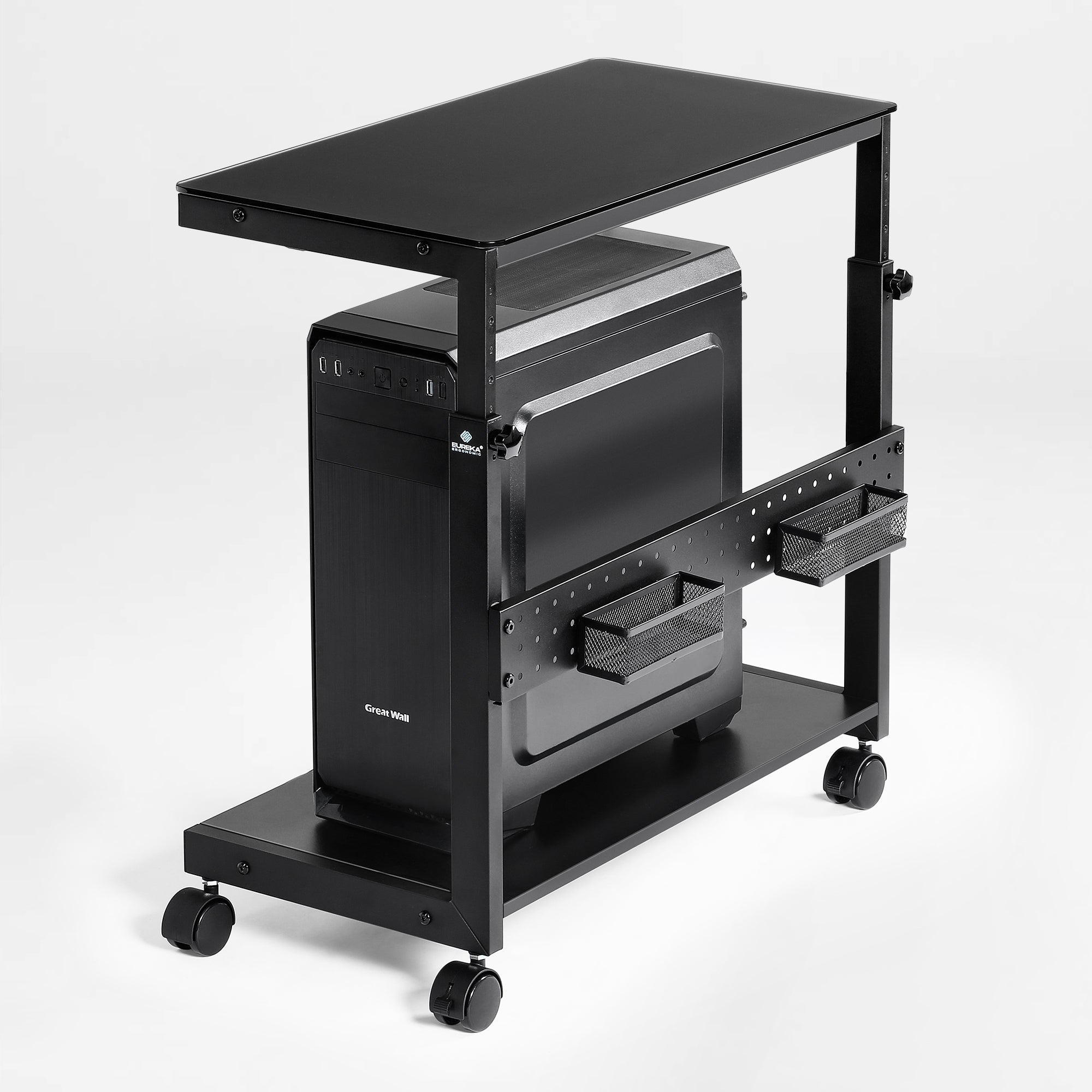 Height-Adjustable Illuminated Panel CPU Cart
