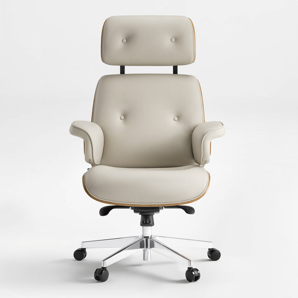 Genuine Leather Executive Office Chair - Classic Ergonomic Design
