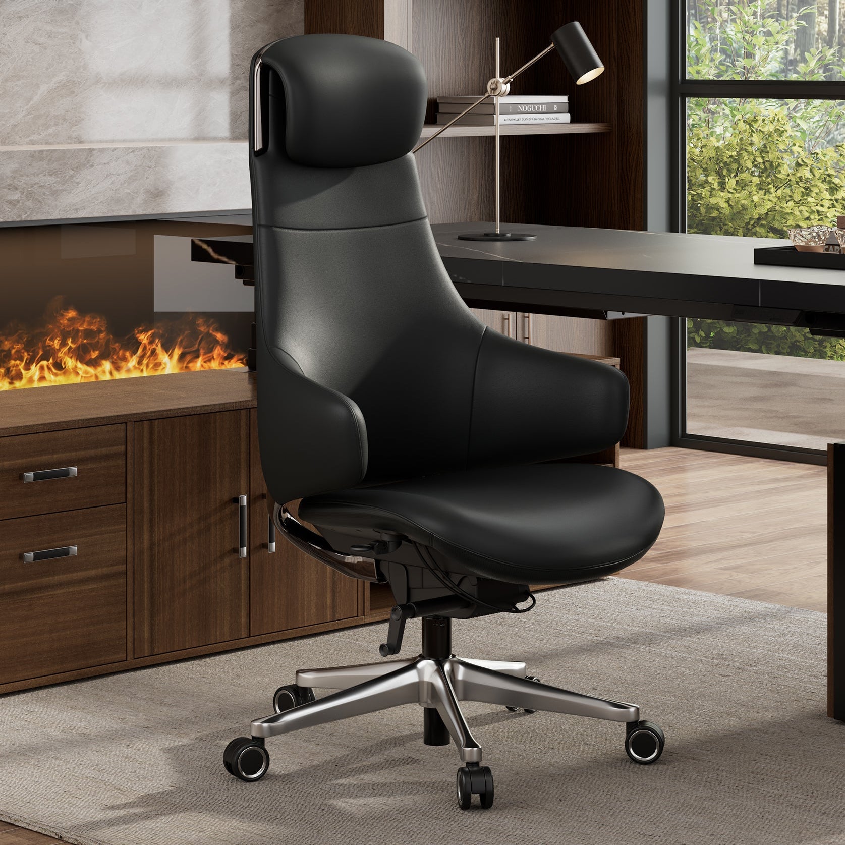 Napa Leather Executive Chair - Soft Curves Upholstered Frame