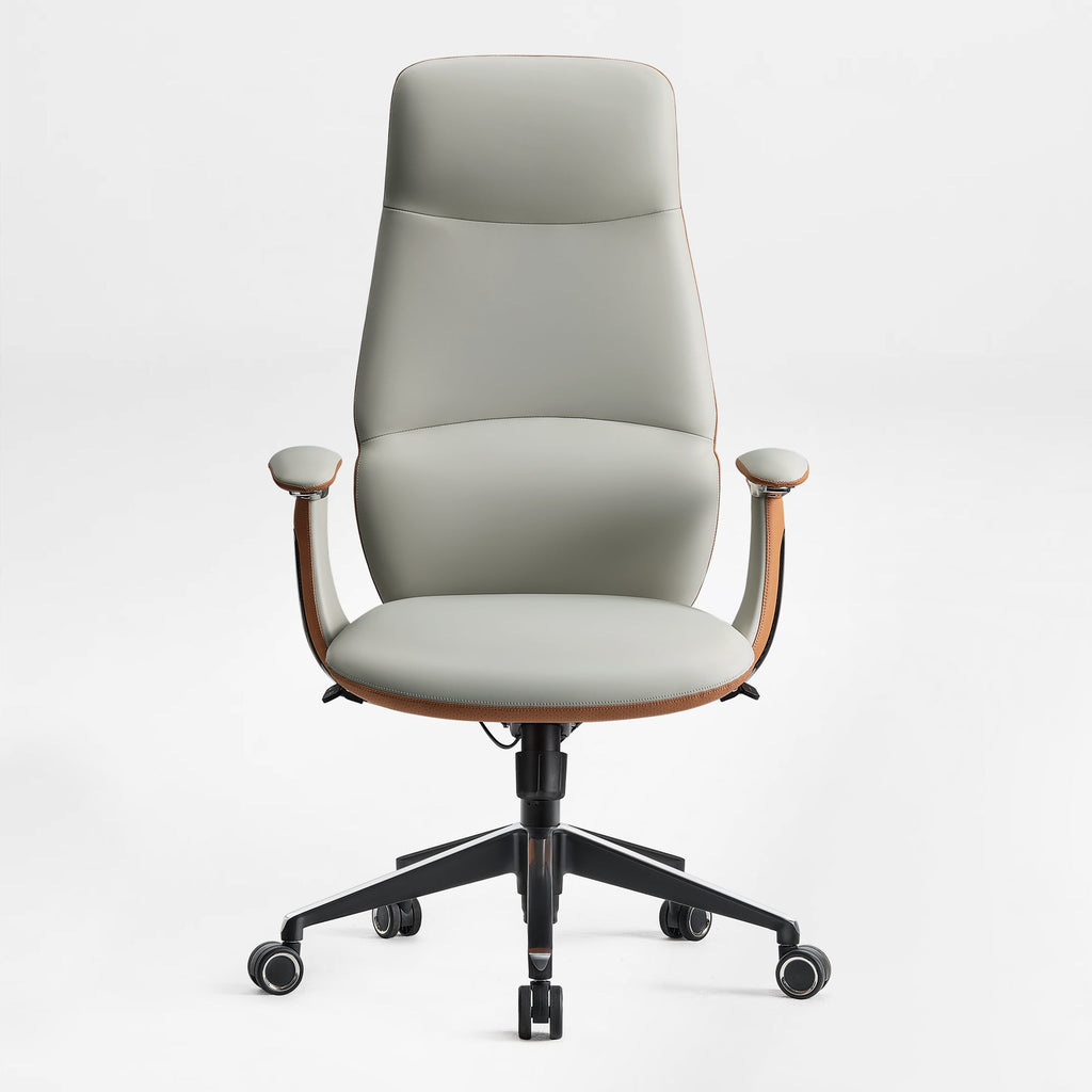 Faux Leather Executive Office Chair - Segmented Back Natural Curve