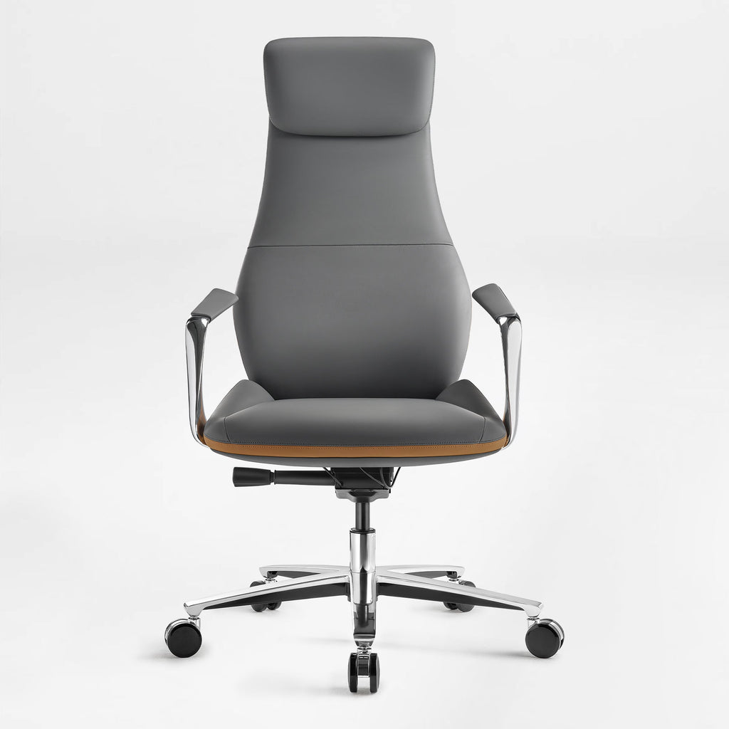 Genuine Leather Executive Office Chair - Butterfly Design High Back
