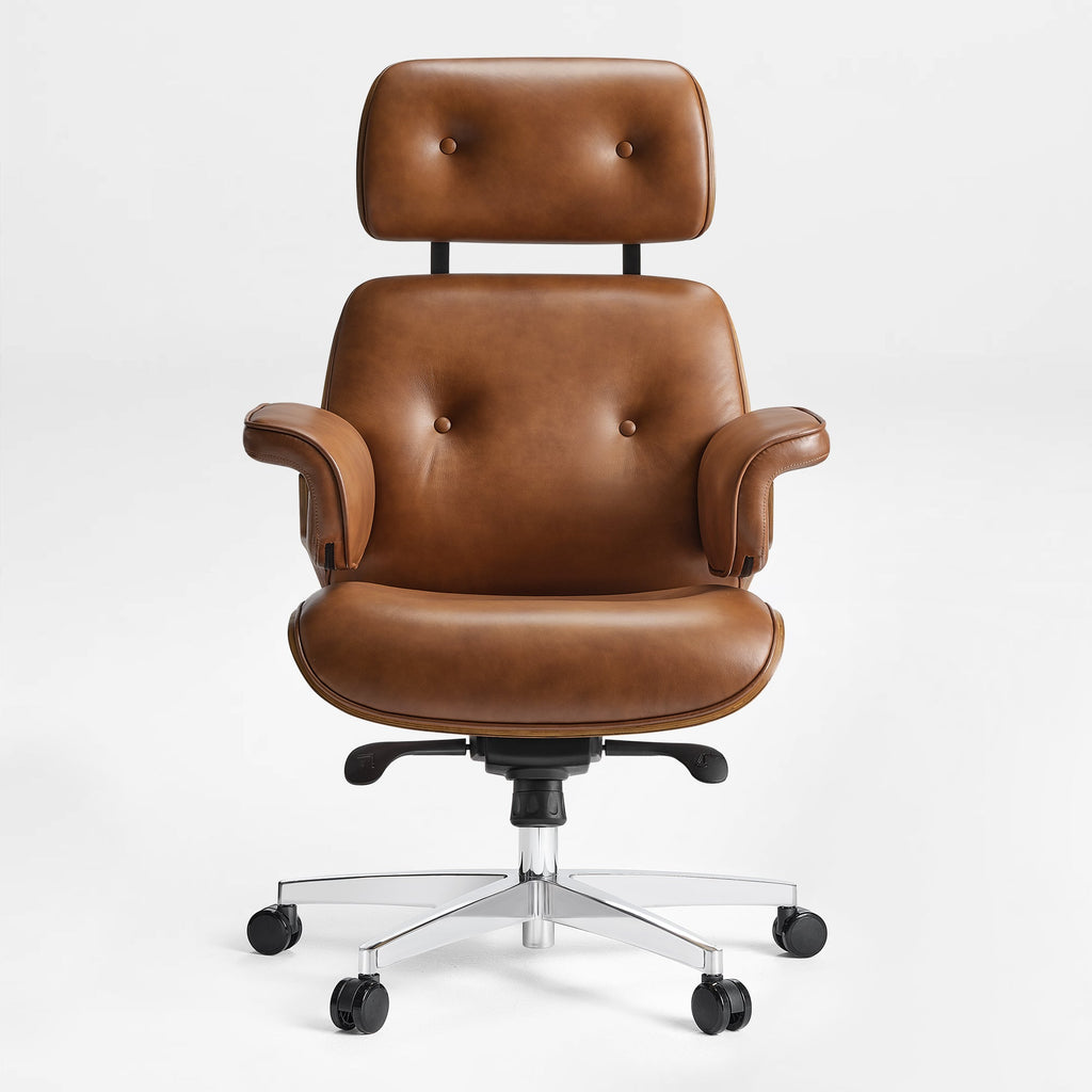 Genuine Leather Executive Office Chair - Classic Ergonomic Design