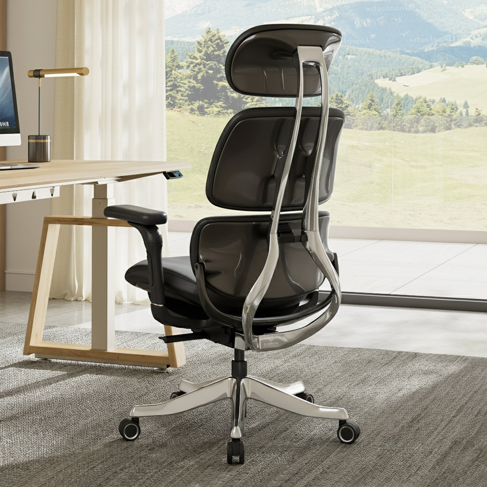 Ergonomic Executive Office Chair - PU Leather 4D Armrests Self-Adapting