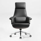 Genuine Leather Executive Office Chair - Leather & Metal Luxury
