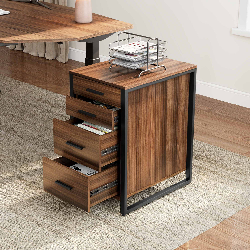28'' Four-Drawer File Storage Cabinet, Walnut