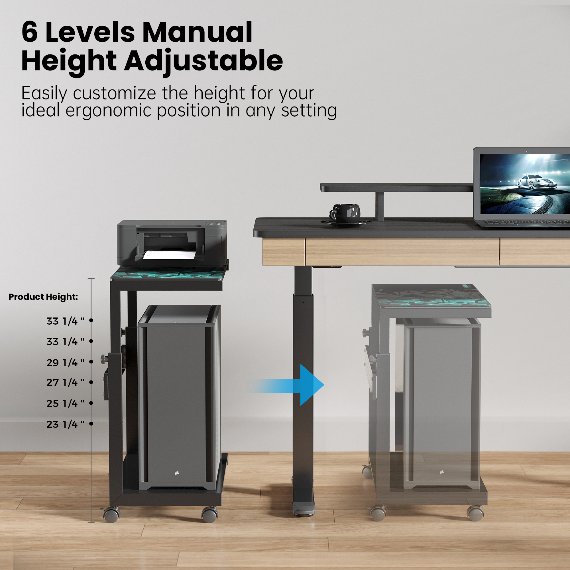 Mobile Height Adjustable CPU Cart