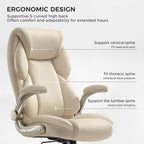 Faux Leather Home Office Chair - Ergonomic Cream