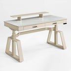 63x29 Executive Height Adjustable Standing Desk with Walnut Desktop and Drawers