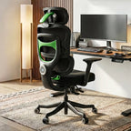 Chaise de bureau et de jeu en maille à dossier haut, noire