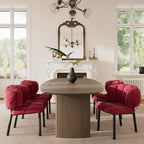 Velvet Dining Side Chair, Set of 1, Red and Green