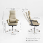 Genuine Leather Executive Office Chair - Leather & Metal Luxury