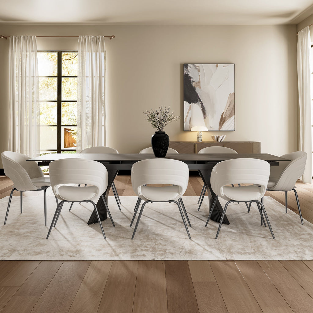Velvet Dining Chair, Set of 1, Off-White